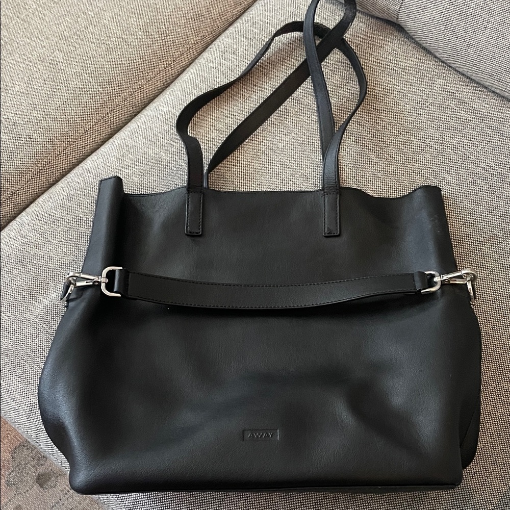 Away Black Leather Travel Tote Bag